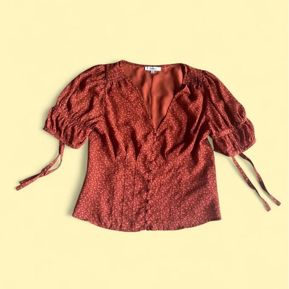 Madewell Women's Orange and Burgundy Blouse